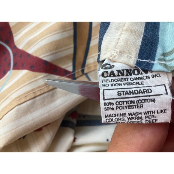 Vintage Cannon Pillow Shams Covers Set of 2 Cotton Bl Rocking Horses Nov… - Picture 3 of 5